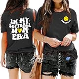 in My Softball Mom Era T-Shirt for Women Double-Sided Print Short-Sleeve Funny Graphic Top-Double Softball M