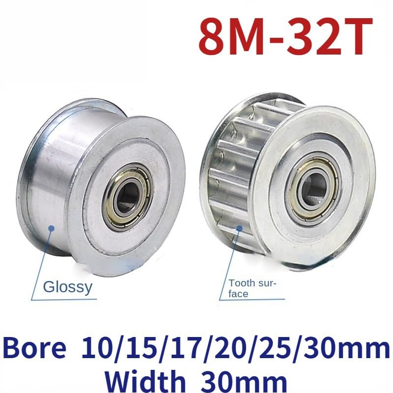1 pieza AF tipo 8M 32 dientes rueda síncrona ranura ancho 30mm guía ajustable rueda interior agujero 10/15/17/20/25/30mm(20mm Bore with Teeth)