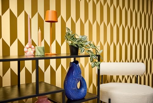 Papier peint intissé facile à poser pour masquer les défauts, géométrique doré