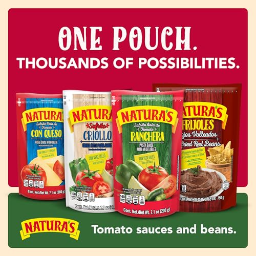 Image of NATURA'S Refried Red Beans, Ready-to-Eat Vegetarian Refried Beans, Frijoles Rojos 26.45 oz Pouch (Pack of 2)