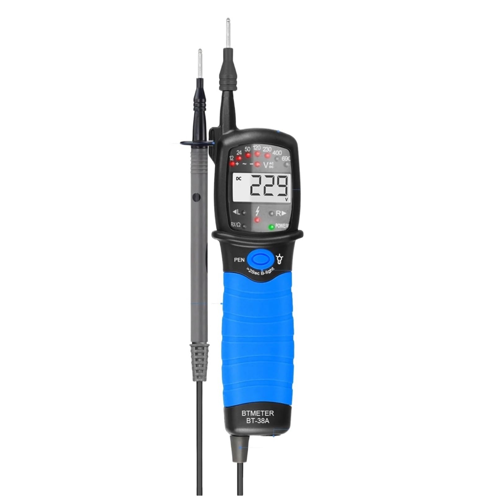 Analizzatore di reti elettriche, Tester di tensione 12-690 V Display LED/LCD, Test continuità, CAT III 690 IV 600, Rotazione fase, Spegnimento automatico