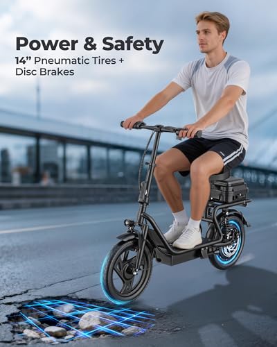 Image of Adults Electric Scooter with Seat, 500W Motor, 22MPH, 27 /35 Miles Range, Dual Suspension, Foldable Commuter E Scooter with Brasket for Daily Commute, Grocery, or Pet Travel