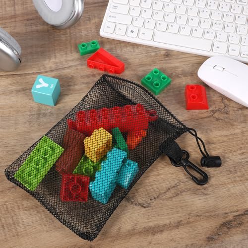 10 PCS Draw String Back Mesh Bag Small Drawstring Gym Bag Portable Storage Drawstring Bags, 5.9x7.9in Black Laundry Breathable Stuff Sack with Clip, Small Travel Stuff Gym Bags4