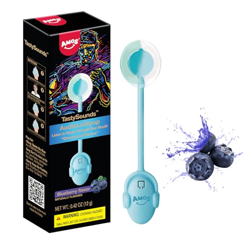 Amos Music Lollipop Candy, Audio Singing Lollipop, Individually Wrapped Natural Blueberry Flavor (1 Pack)