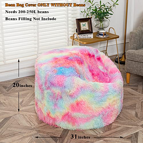 Abunheri Storage Bean Bag Chairs For Adults Cover Only (No Filler) Kids Beanbag Chair Sofa Cover Living Room Furniture 31X20 Inches Soft Washable Plush Adult Beanbag Chair Fuzzy Fur Cover Without Filling #TOP3