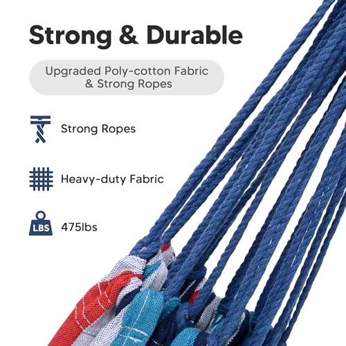 Image of SUNCREAT Hammock Replacement for Stand, Double Hammock Without Stand, Ocean Stripes