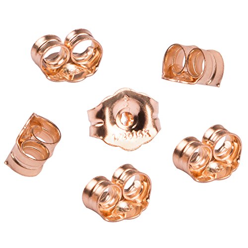 CCMART - Tuercas para pendientes de oro amarillo de 14 quilates  6 piezas de repuesto para pendientes con una bolsa de joyería