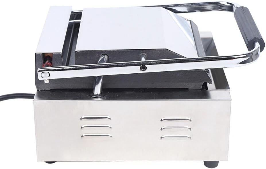 Panini Press Grill, 1800W Commercial Stainless Steel Sandwich Maker Dual-Sided Electric Sandwich Machine with 122-572°F Adjustable Temperature Control & Non-Stick Surfaces for Hamburger Steak Bacon