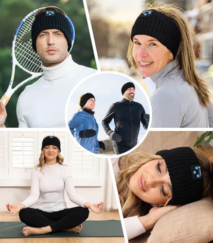 Image of Wireless Ear Warmers, Sleep Headphones Bluetooth Beanie Headband, Wireless Ear Muffs Winter Knit Headphone Headband Birthday Thanksgiving for Women Men Dad Mom