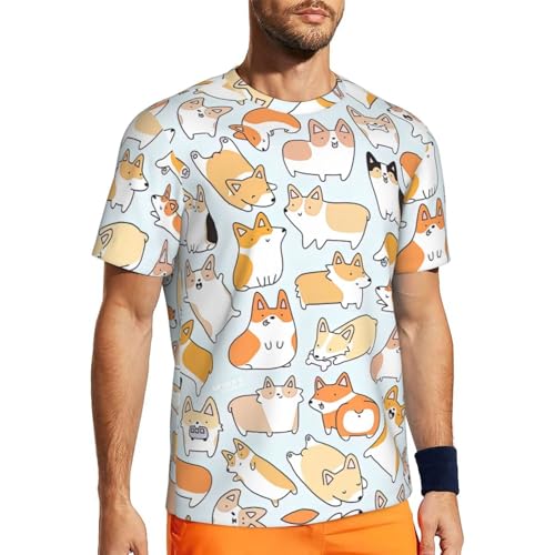 Dry Fit Hunde-T-Shirts für Herren – feuchtigkeitsableitende Fitness-Shirts, Workout-Shirts mit Rundhalsausschnitt, ideal für Fitness, Schwarz, L