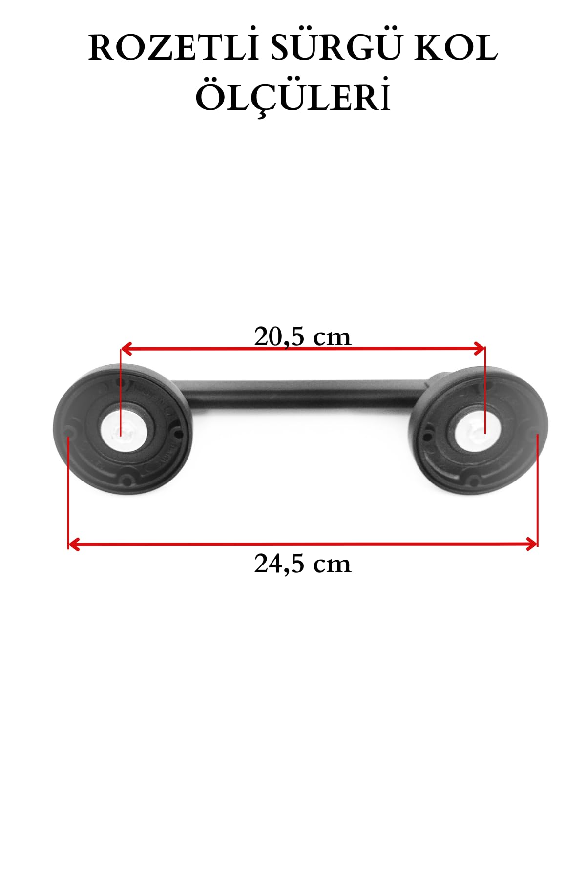 Rozetli Sürgülü Kapı Çekme Kolu, Dayanıklı ve Kaliteli, Mat Siyah, 20,5 cm, Tek Adet