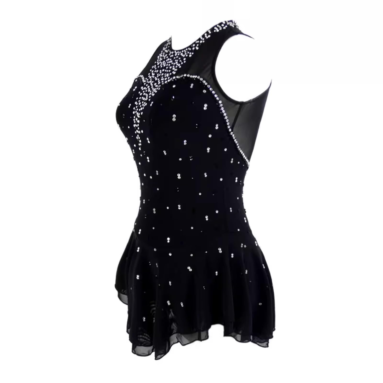 Mädchen Eiskunstlauf Kleid Glitzer Ballettanzug Body Mit Strass Wettbewerb Tanzkleid Gymnastik Dancewear