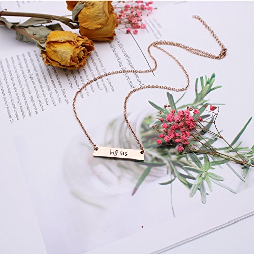 JJTZX Sister Bar Necklace Set Lil Sis & Big Sis Hand Stamped Bar Necklace New Big Sister Gift2