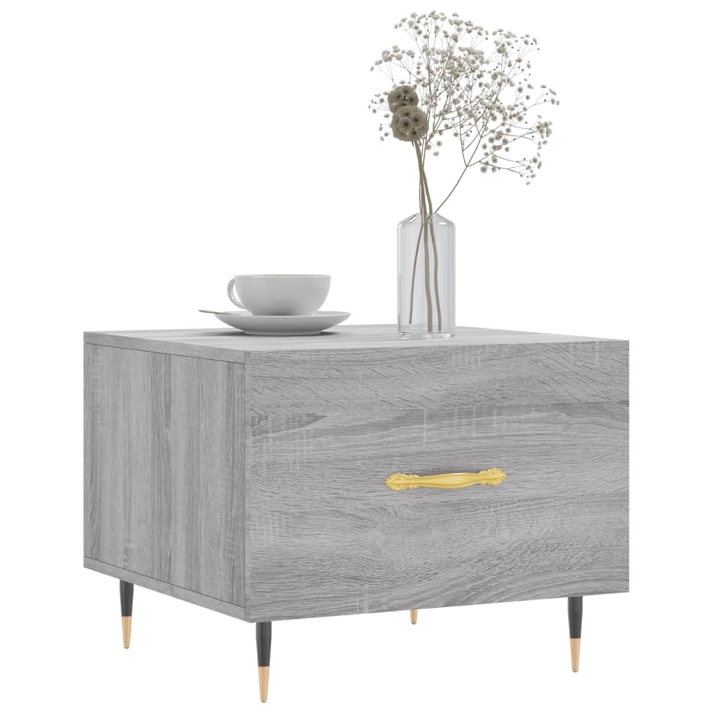 Homgoday Tavolino da caffè Sonoma grigio 50 x 50 x 40 cm, in legno ingegnerizzato, tavolino da tè per soggiorno, sala ricevimenti degli ospiti, camera da letto e ufficio, tipo 4