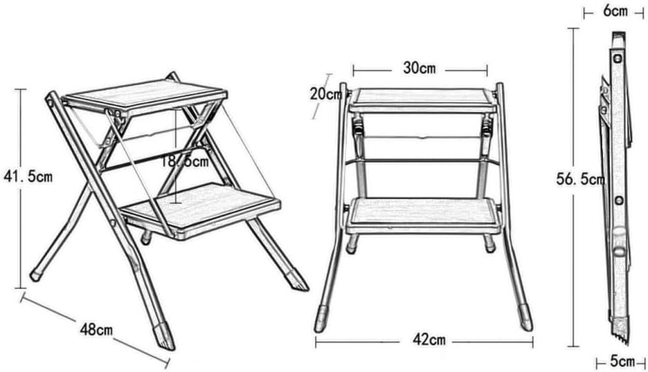 Folding 2 Step Step Stool, Foldable Step Stools for Adults Lightweight Anti-Slip Step Stool Small Closet Stool Step Ladder Kitchen (Color : White)