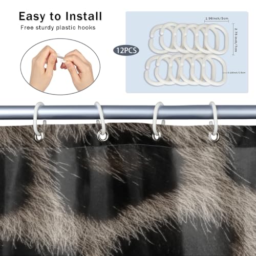 Rideau de douche imprimé léopard Mexpekil en polyester imperméable 183x183cm - 4
