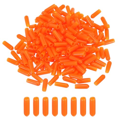 Image of MECCANIXITY 200pcs 4mm Rubber End Caps Cover PVC Vinyl Screw Thread Protector Round Wire Shelf Caps for Screw Bolt Pipe Fence Post, Orange