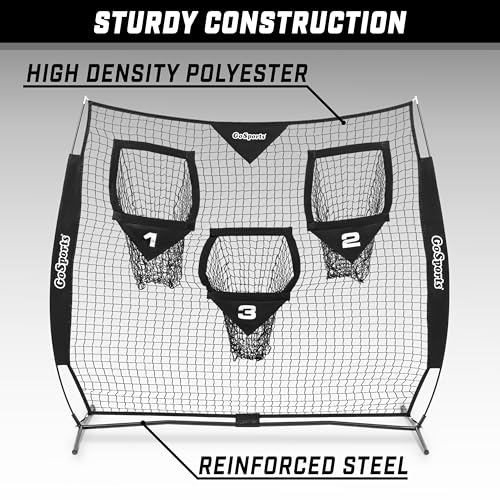 GoSports Football Throwing Net - 8 x 8 ft or 6 x 6 ft Nets - Choose Black or Red4