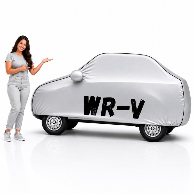 Image of Long-Life 100% Waterproof WR-V Car Body Cover for Dust & Rain, Compatible with All Models of WR-V Car Cover, Comes with Bird Droppings, Scratch, UV and Paint Protection - Silver