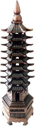 Aleación de Feng Shui Pagoda antiguaWenchang Modelo de torre de oficina académica Decoración del hogar Decoración de escritorio y artículos de