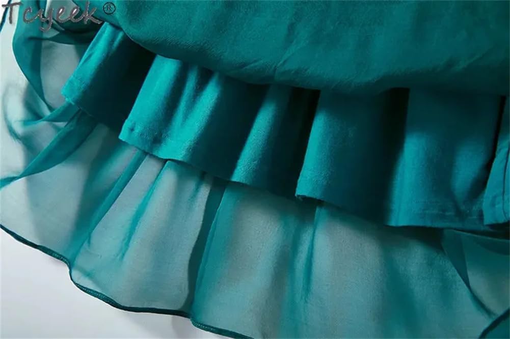 Women Mulberry Silky Skirt Knee-Length Solid Color Office Lady Skirt A-Line Pleated Tulle Skirts