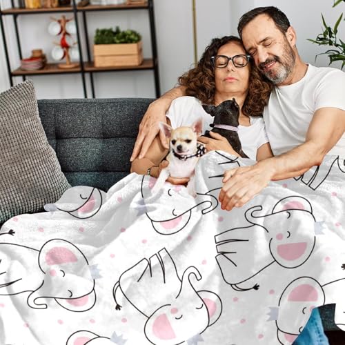 Couverture polaire éléphant blanc plaid microfibre chaud douce 150x200 - 7