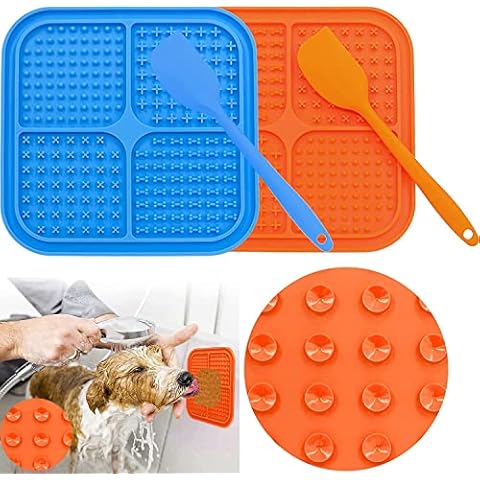 2Pcs Dog Lick Mats, Dogs Large Lick Mats for Dogs with 2 Silicone Spatula, Lick Mats for Dogs Dog Lick Mat Dog Licki Mat Licking Mat Licky Mat for Pet Bathing Grooming Training Cover