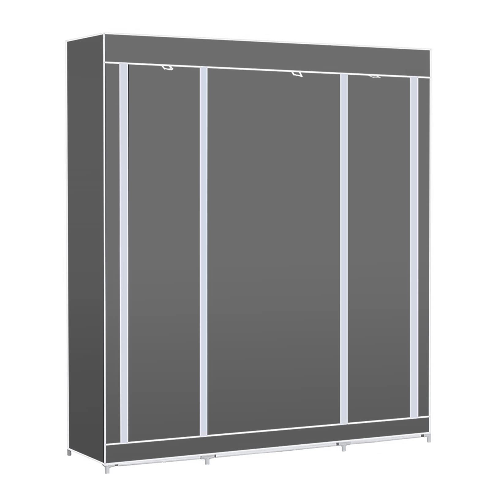 HUOLE Kleiderschrank Einfach aus Stoff Faltschrank Stoffschrank Furniture Bedroom Wardrobes-167 * 45 * 170cm – dunkelgrau