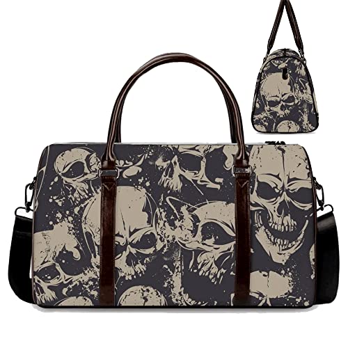 Gothic Skull Rolling Duffel – Horror-Inspired Black Wheeled Travel Bag, Rugged Cabin Luggage, Dark Edgy Carry-On Duffel for Gothic Fashion Lovers (21 x 9.5 x 11.5 Inches)3
