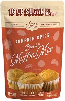 Keto Baking Mix - Pumpkin Spice Muffin - Gluten-Free - Dairy Free - Diabetic-Friendly - High Protein - Allulose - Stevia - Low Sugar - Low Carb - Quick 20-Minute Prep (1-2G Carbs Per Serving)