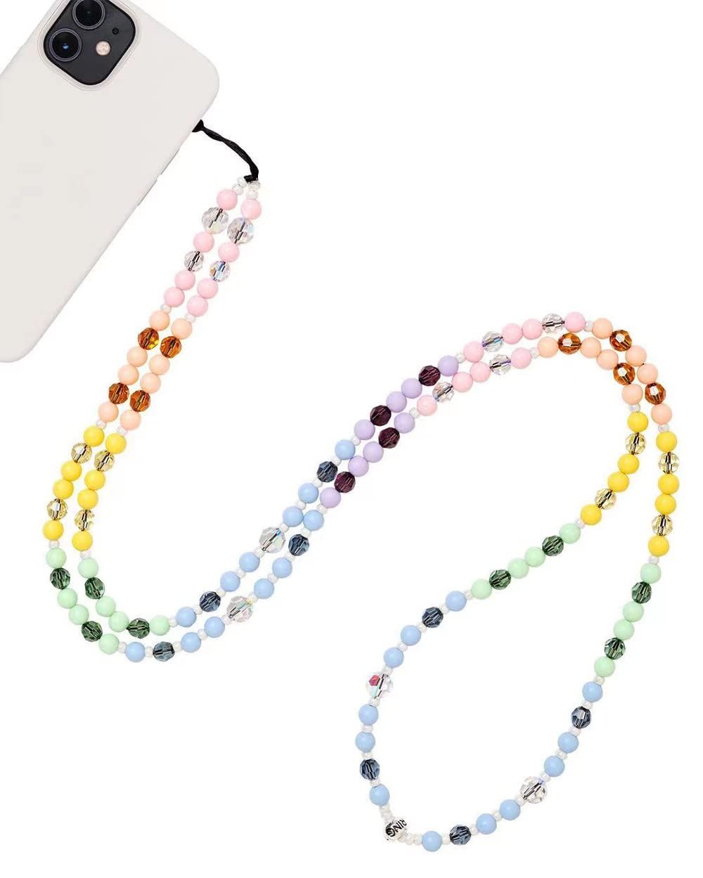 Staqlo Beaded Phone Charm Lanyard Strap Crossbody Fixed Beads Pearl Neck Chain