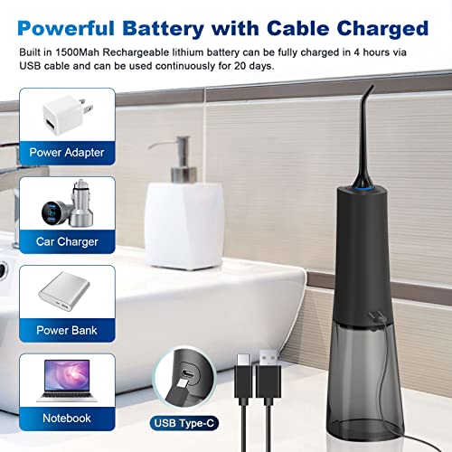 SURFOU Munddusche Kabellos Mundduschen 230ML 5 Modi 7 Düsen, Mundduschen Testsieger 2023 Reise Water Flosser IPX7 Wasserdicht USB TYP-C wiederaufladbar für Reisen & Hause – Bild 7