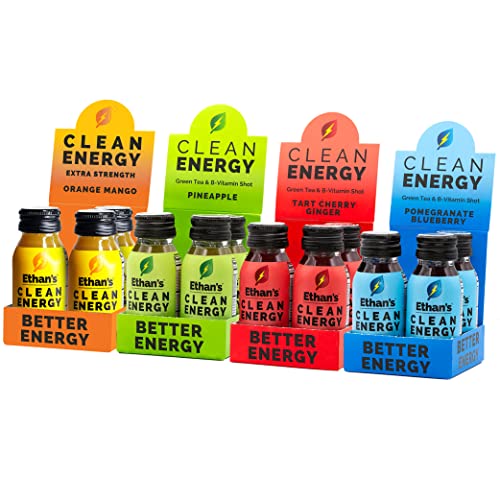 Ethan's Organic Energy Shot, 3 Flavors, Pineapple, Tart Cherry Ginger, Pomegranate Blueberry, Gluten Free, B6 & B12 Vitamin C Focus Supplement, Plant Based Diet (Variety 12 Pack Of 2Oz Shots) #TOP2