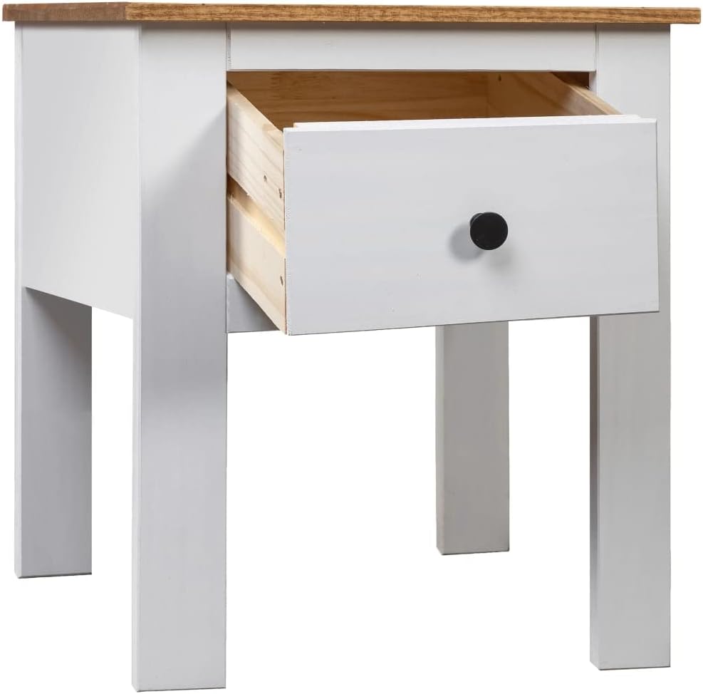 Wooden Bedside Cabinet with one Drawer, Bedside Table Cabinet Nightstand Minimalist and Practical End Side Table for Bedroom 18.1"x15.7"x22.4" Pine Panama Range White