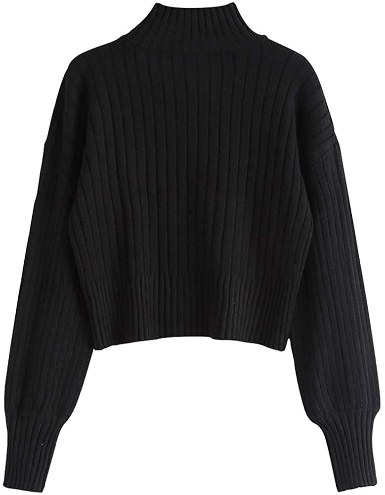 ZAFUL Women's Long Sleeve Cropped Sweater Knit Pullover Top