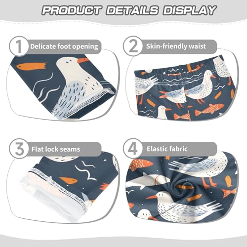 Cute Bird Fish Girls Leggings Ultra Soft Compression Yoga Gym Pants for Kids 4-10T3