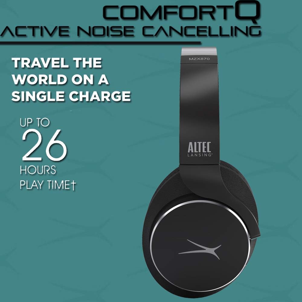 Best Cyber Deals 🔥 Altec Lansing Comfort Q+ Bluetooth Headphones, Active Noise Cancellation, Comfortable, Quite, Noise Cancelling Headphone, Up to 26 Hours of Playtime, 30 Ft. Wireless Range, Black