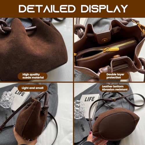 Brown Suede Crossbody Purse for Women, Lightweight Shoulder Bag with Stylish Strap2
