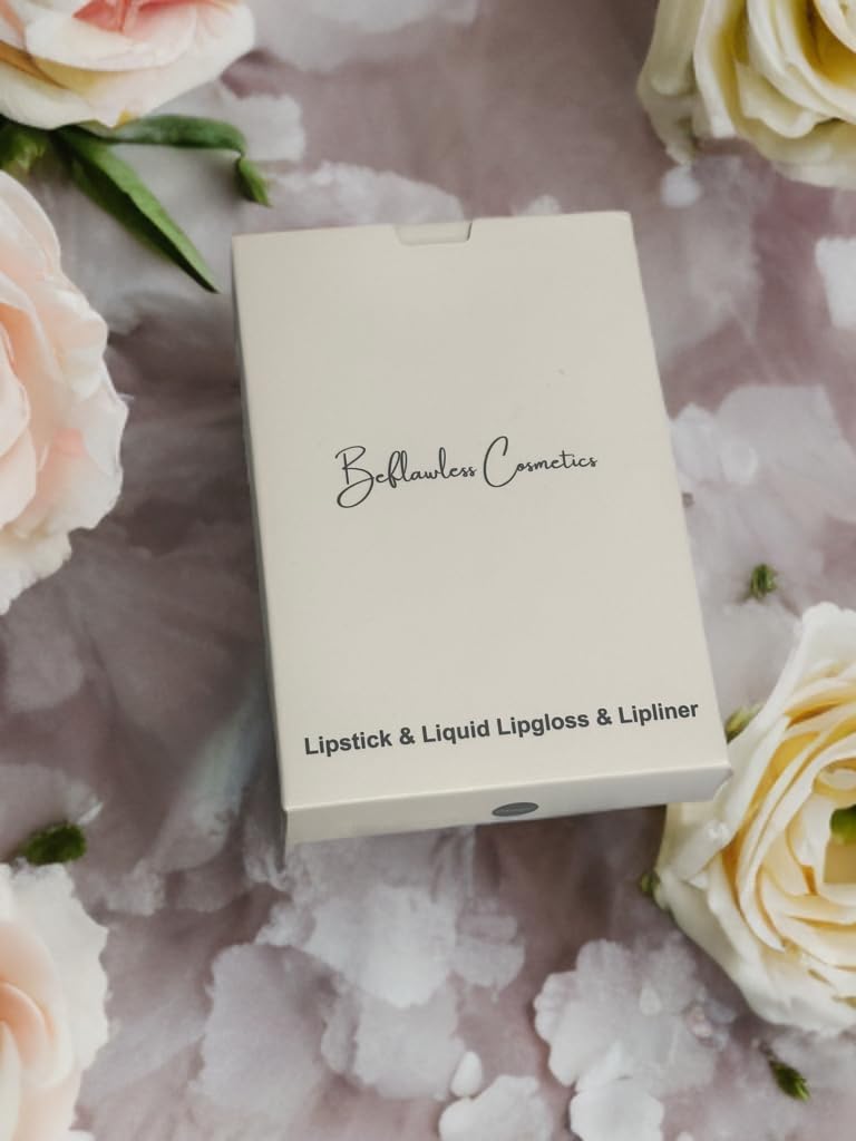 Champagne Lipstick Set 3 in 1 Lip Kit with Matte Liquid Lipstick Waterproof Lip Liner and Lip Gloss