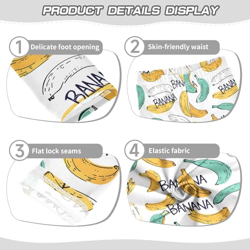 ALAZA Girls' Leggings Children's Yoga Pants Skinny Printed Dance White Green Yellow Bananas Comfortable 4T2