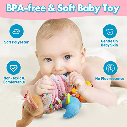 Image of GKDOMS Baby Car Seat Toys Activity Stroller Toy for Boys Girls 0 3 6 9 10 12 Months, Spiral Hanging Plush Toys, Baby Shower Thank You Gifts