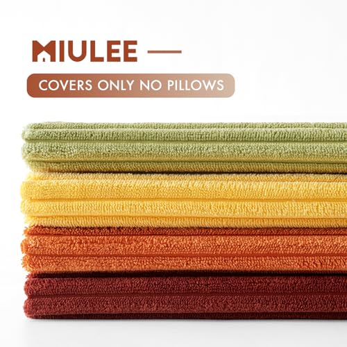 Image of MIULEE Decorative Throw Pillow Covers 20x20 Inch Set of 4, Vibrant Cushion Covers Vintage Retro Home Fall Decor Mix and Match Color Clash Design for Sofa Couch Bed Living Room Yellow Orange Rust