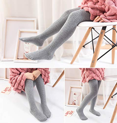Image of EPEIUS Baby Girl Tights Thick Cable Knit Leggings Little Girls Cotton Stockings Pantyhose for Toddlers Child 2-10 Years