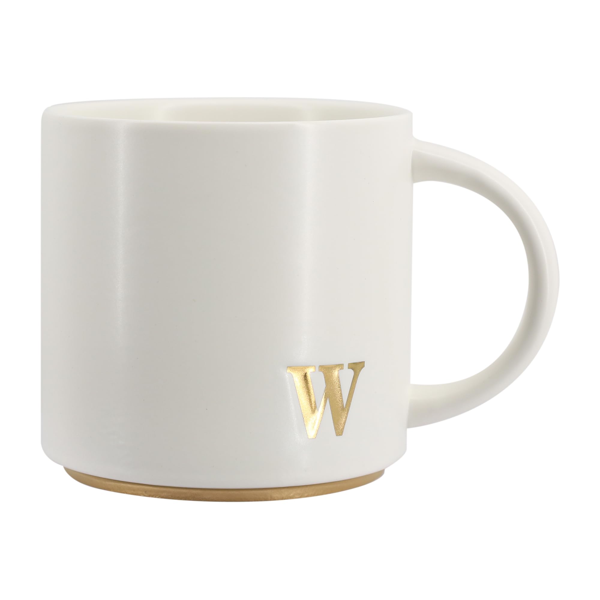 COLLECTIVE HOME - Monogram Ceramic Mugs, 15 oz Golden Initial Coffee Cups, Elegant Capital Alphabet Tea Mugs, Elegant Personalized Mug with Gift Box,