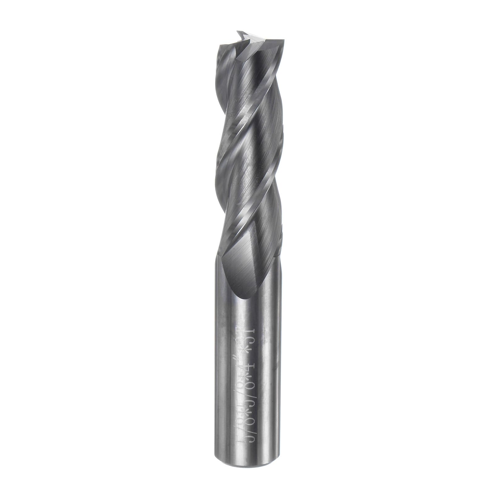 QUARKZMAN Fresado de Extremo Cuadrado de Carburo Diámetro de 5/8" sin Recubrimiento 3 Flautas Cortador de Fresado Vástago de 5/8" Longitud de Corte de 2-3/8" Largo de 4"