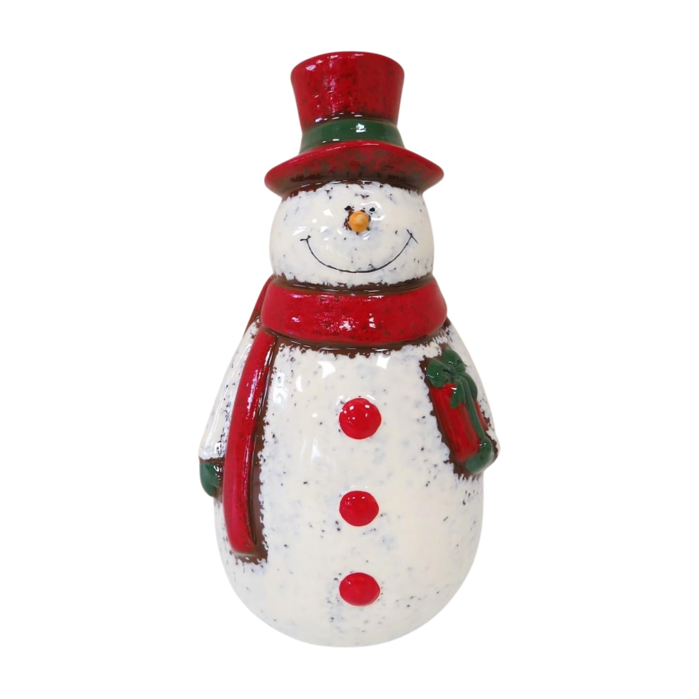 Giftware Trading Decorative Ceramic Snowman Christmas Ornament with Red Hat and Scarf - 2 Sizes (Large 22cms)