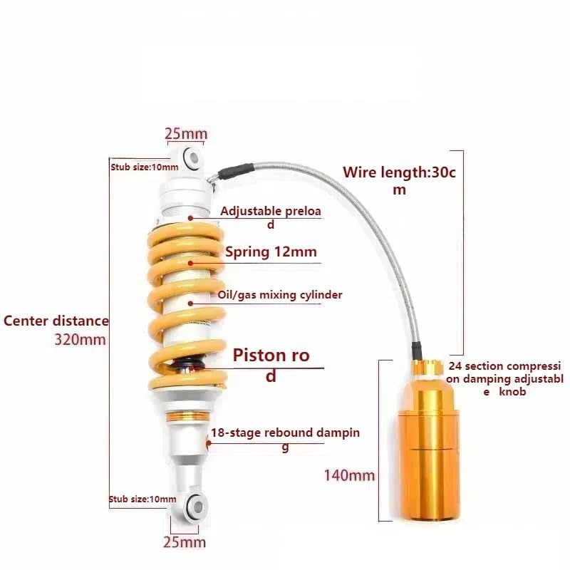 Amortisseur réglable moto CNC 320mm ajustement suspension