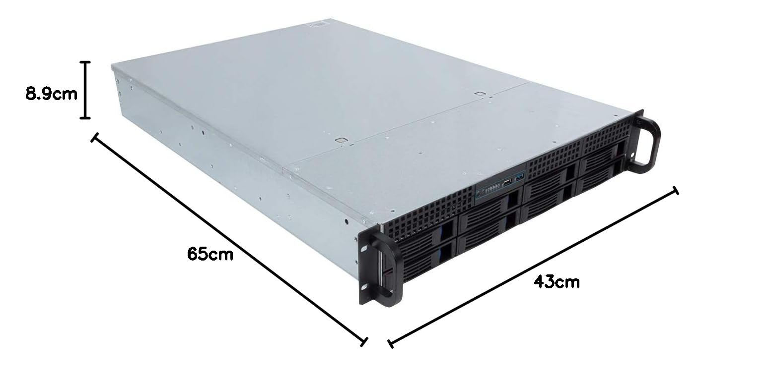 UNYKAch HSW4208 Hot Swap - Box Rack a caldo - 2U, ATX, 8 alloggiamenti compatibili con dischi da 3,5″ o 2,5", 4 ventole da 80 mm, 1 USB 2.0 e 1 USB 3.0