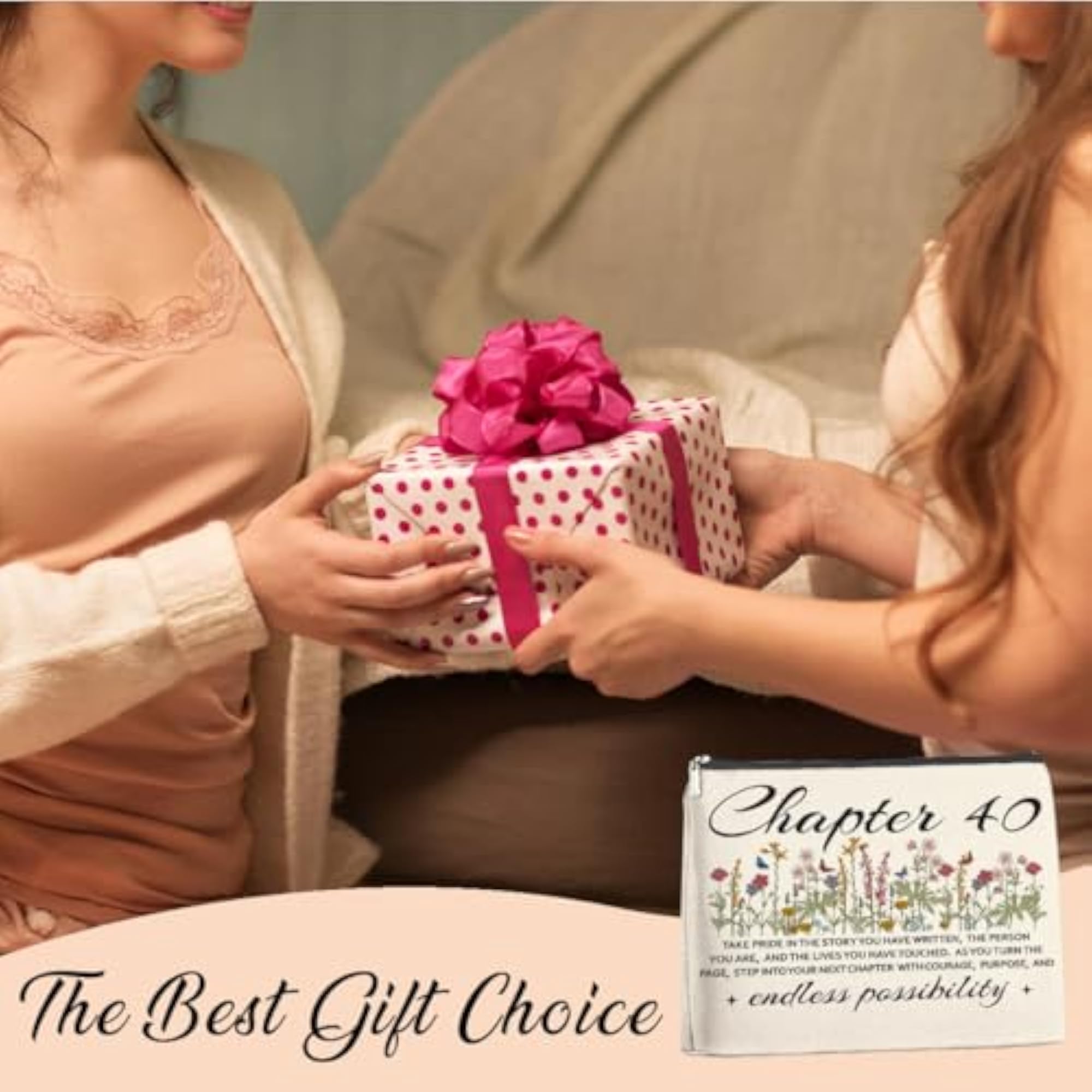 40th Birthday Floral Cosmetic Bag for Women