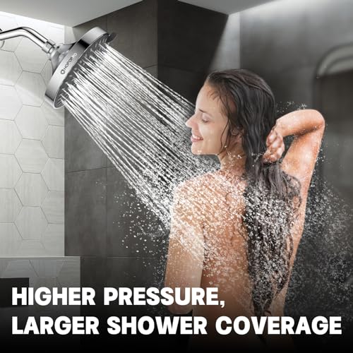 Hopopro H6K025CP 5-Mode High Pressure Shower Head - High Flow Fixed Showerheads Bathroom Rain Showerhead thumb #3